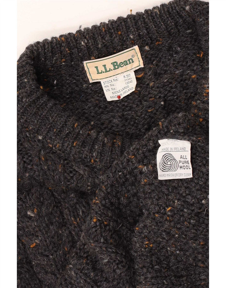 L.L.Bean Maglione da uomo con scollo a barca Maglione grande lana screziata grigia