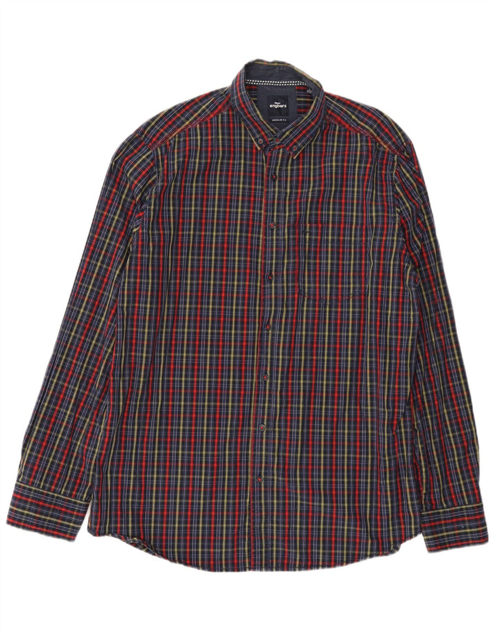Camicia da uomo vestibilità regolare Engbers taglia 41/42 grande cotone a quadri multicolore