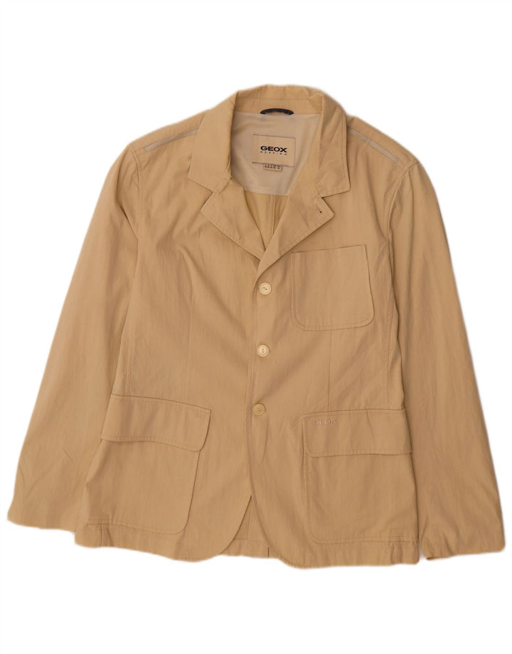 Giacca blazer da uomo Geox Respira a 3 bottoni UK 40 grande cotone beige