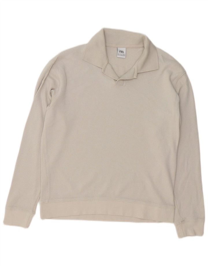 Maglione ZARA da uomo con collo alto piccolo in cotone grigio