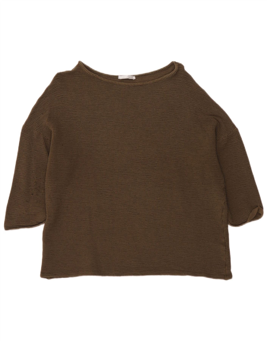 Top Zara da donna oversize con maniche a 3/4 UK 14 viscosa kaki media