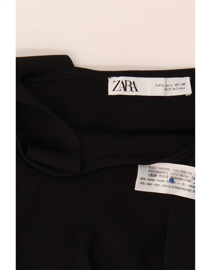 Zara canottiera a strati da donna UK 14 grande nera in viscosa