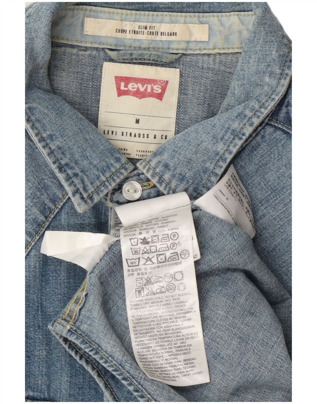 Camicia di jeans slim fit Levi's da uomo in cotone blu medio