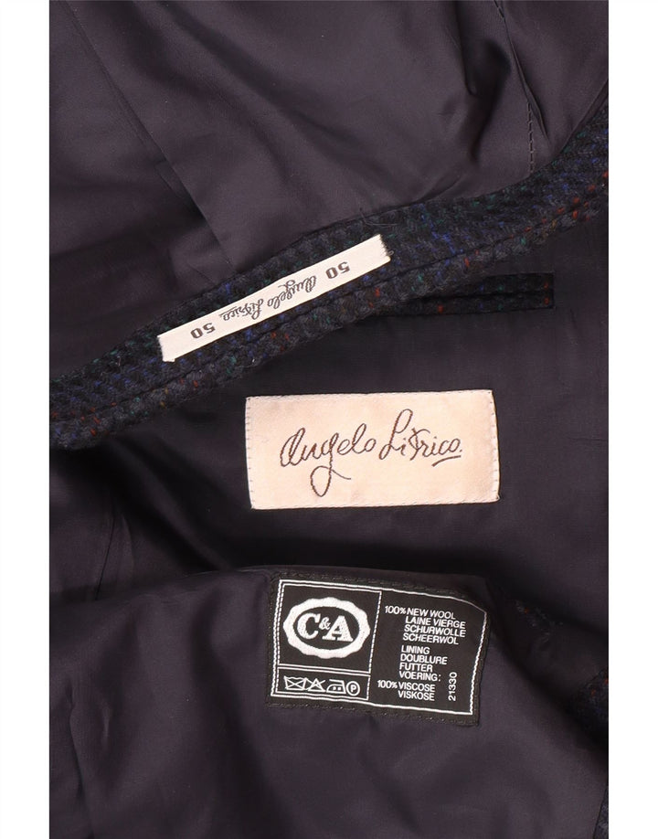 Angelo Litrico Giacca Blazer da Uomo a 2 Bottoni IT 50 Lana Nuova a Quadri Grandi Blu