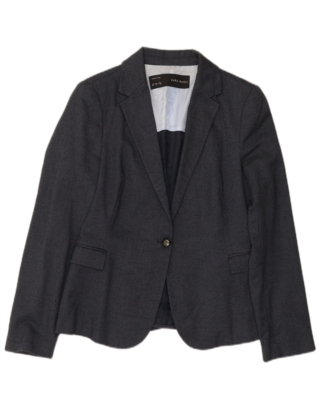 Giacca blazer da donna a 1 bottone Zara UK 12 poliestere blu navy medio