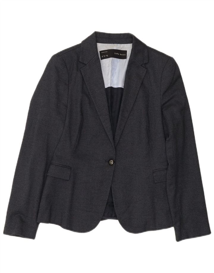 Giacca blazer da donna a 1 bottone Zara UK 12 poliestere blu navy medio