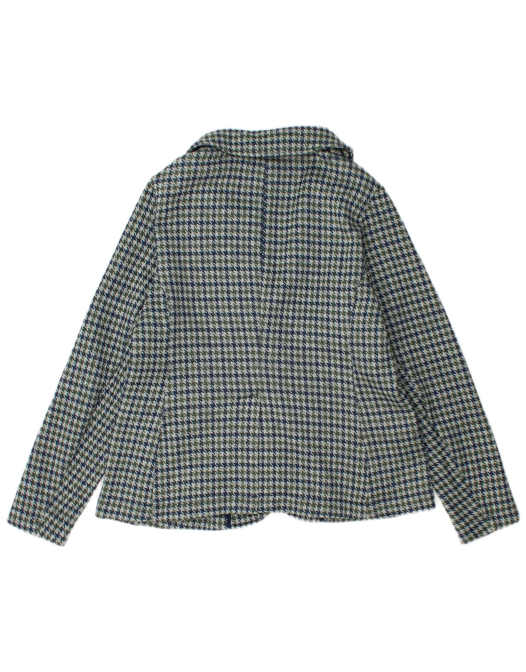Giacca blazer a 1 bottone da donna Lands End UK 10 piccolo pied de poule blu