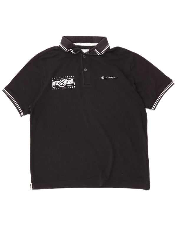 Polo da uomo con grafica Easy Fit Champion, cotone nero medio