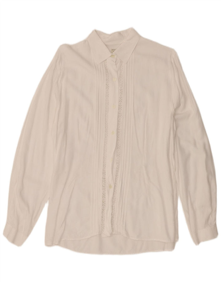 Camicia Donna Sisley IT 46 Large Viscosa Floreale Bianca