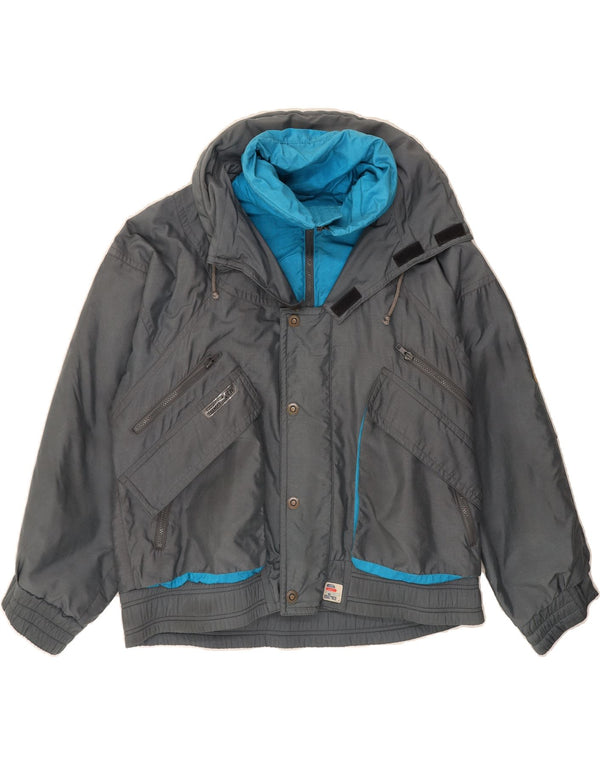 ELHO Mens Hooded Windbreaker Jacket IT 48 Medium Grey Polyamide