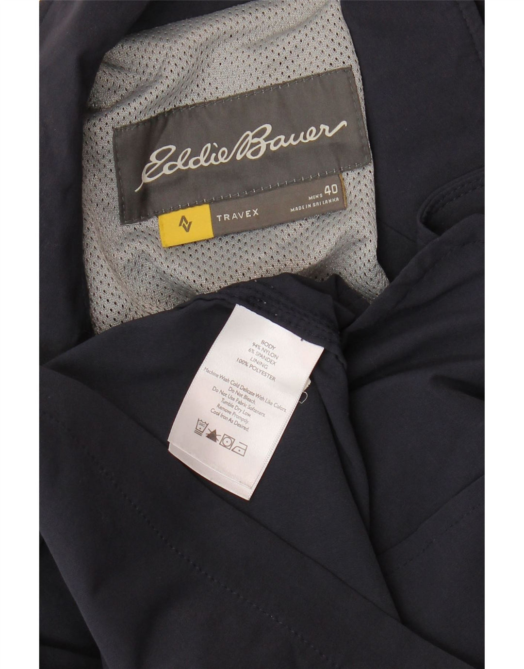 EDDIE BAUER Giacca blazer a 3 bottoni da uomo UK 40 Large in nylon blu navy