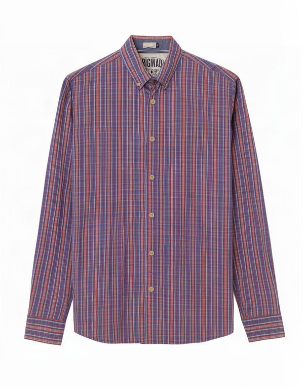 Camicia da uomo Jack & Jones in cotone a quadri blu medio