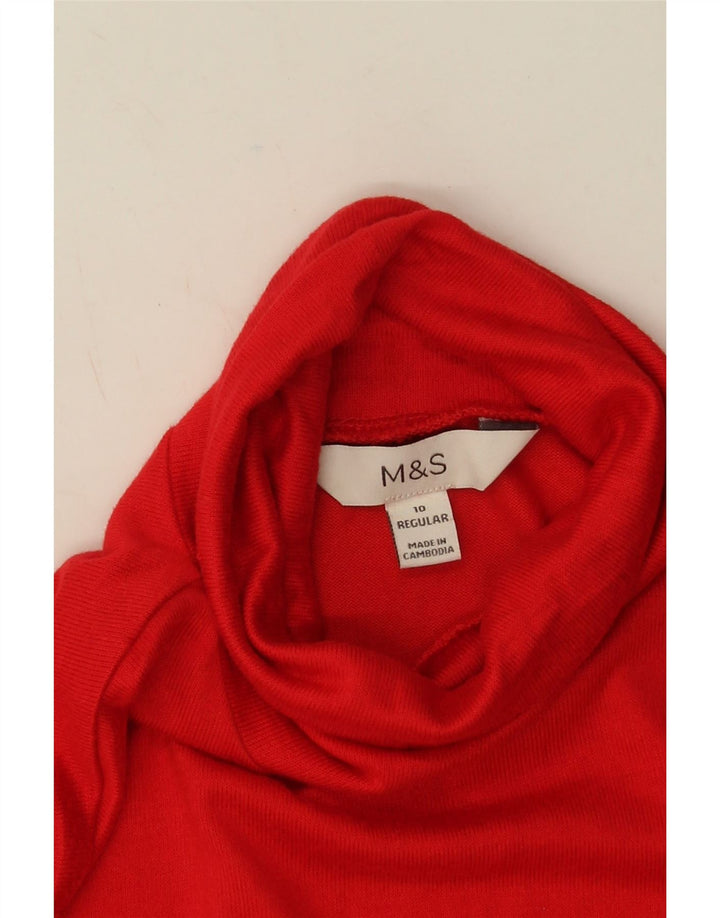 Marks & Spencer - Top da donna a vestibilità regolare, manica lunga, UK 10, piccola, viscosa rossa