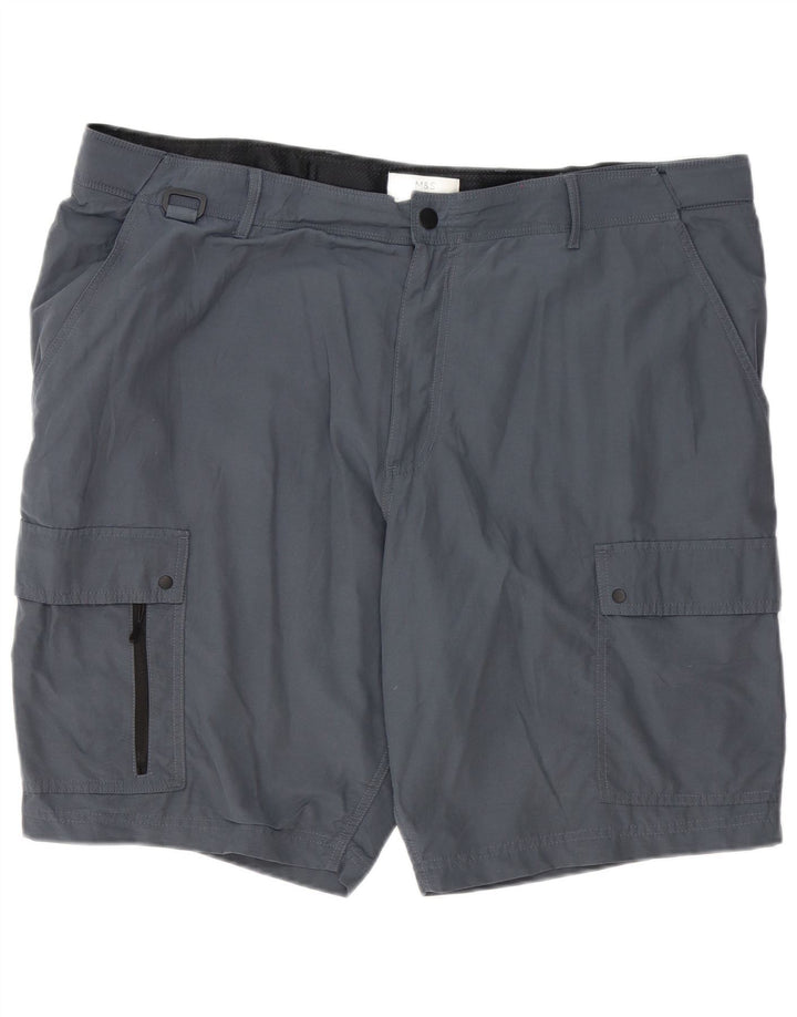 MARKS & SPENCER Pantaloncini cargo da uomo W44 2XL Poliestere grigio