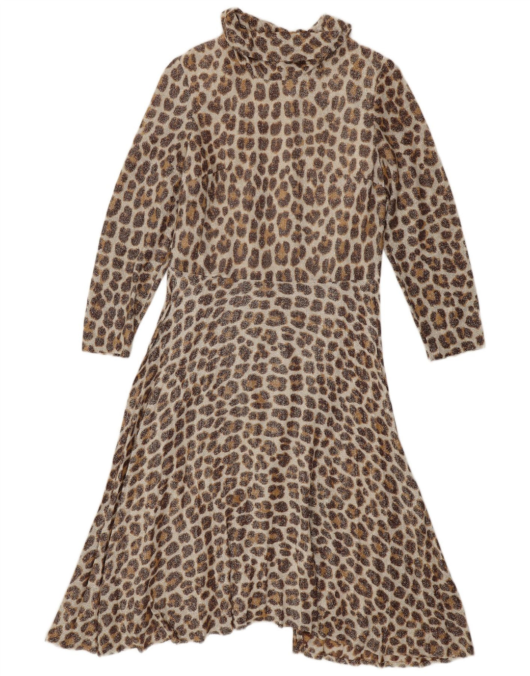 Abito lungo da donna vintage con maniche a 3/4 IT 42 Stampa animalier beige medio