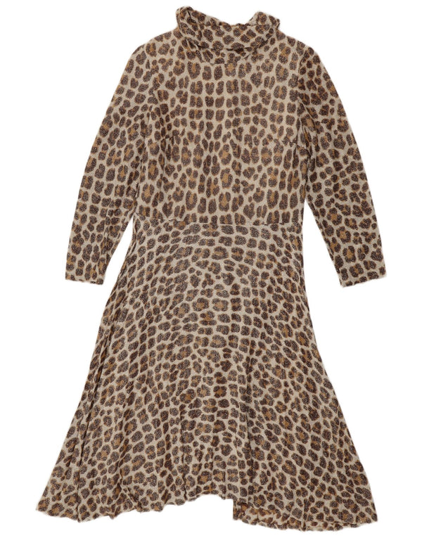 Abito lungo da donna vintage con maniche a 3/4 IT 42 Stampa animalier beige medio