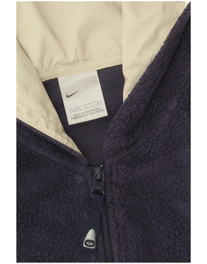 Giacca in pile con cappuccio Nike da donna US 12/14 Large blu navy in poliestere
