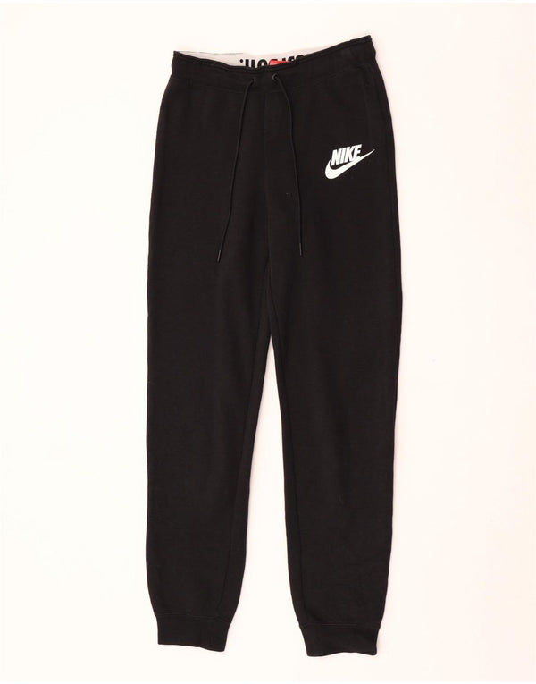 Pantaloni da tuta con grafica Nike da donna, pantaloni da jogging, UK 8, piccoli, cotone nero