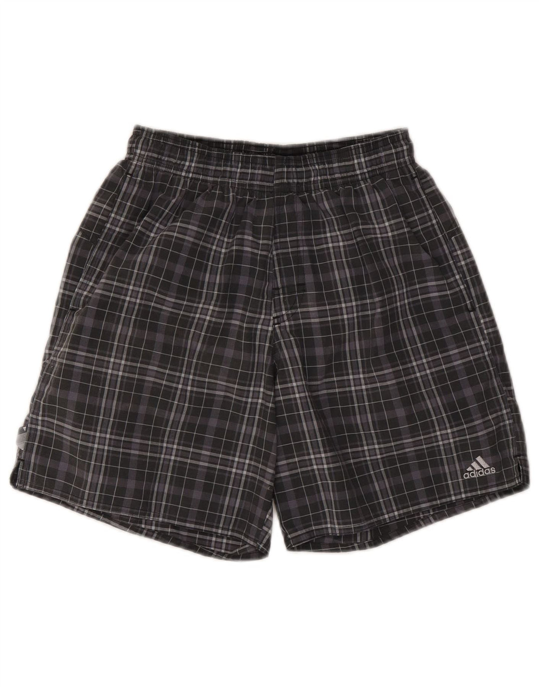 Pantaloncini sportivi da uomo Adidas XS in poliestere a quadri grigi