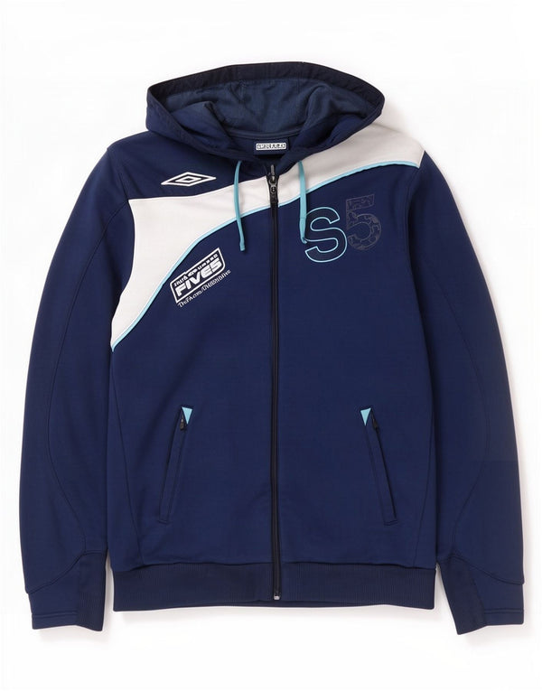 Umbro Uomo Felpa con cappuccio con zip grafica The FA Fives Large Blue Colourblock