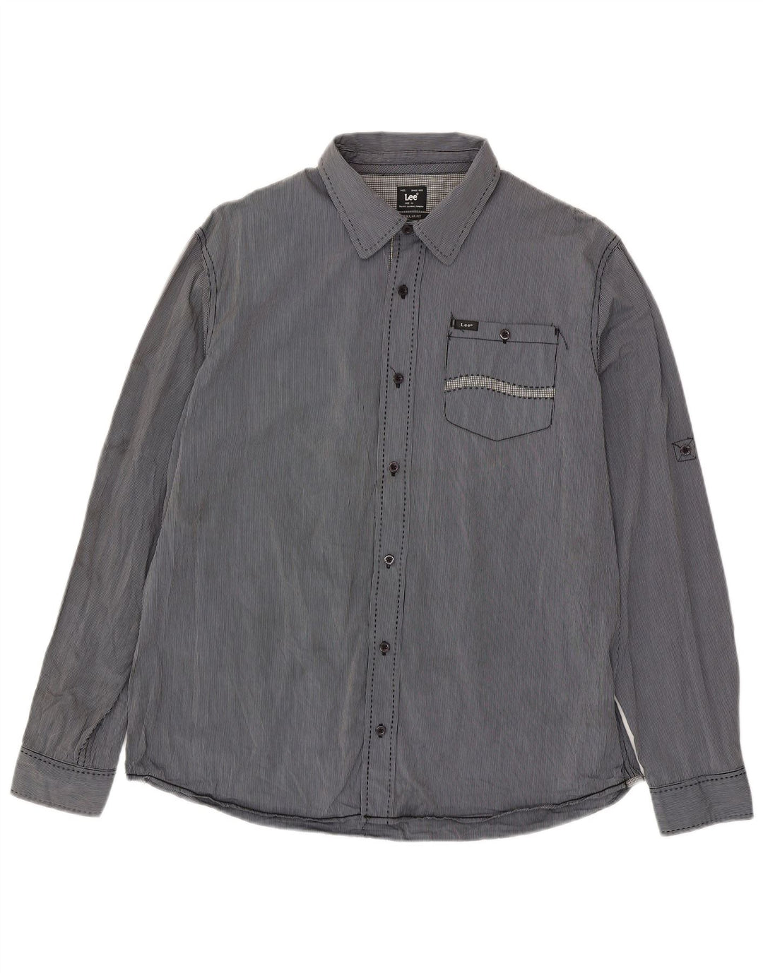 Camicia Lee da uomo vestibilità regolare XL cotone gessato blu