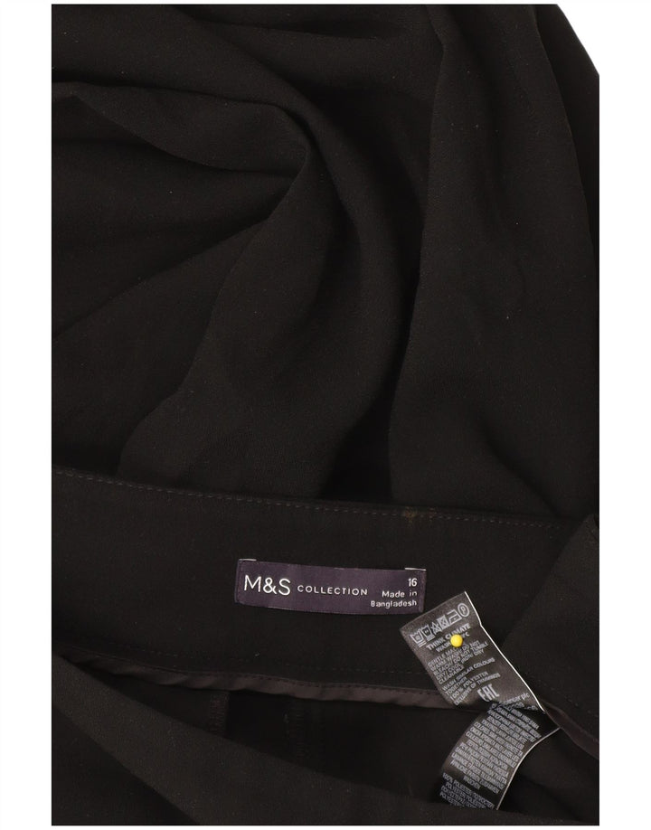 Pantaloni Capri da donna Marks & Spencer UK 16 Large W34 L22 Poliestere nero