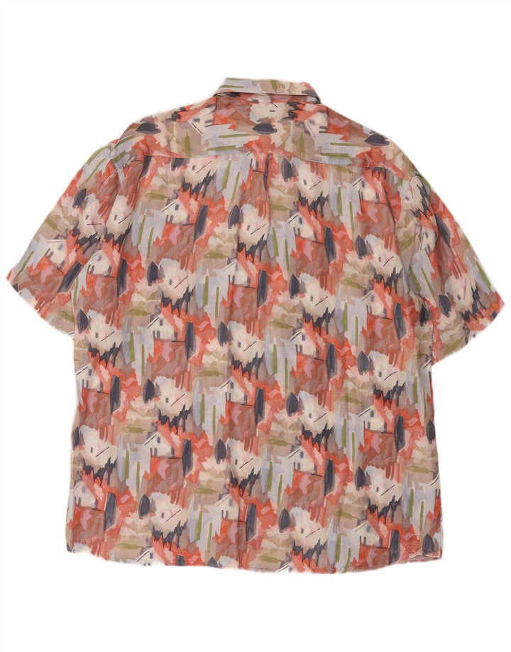 Camicia a maniche corte vintage da uomo con motivo astratto, grande, multicolore