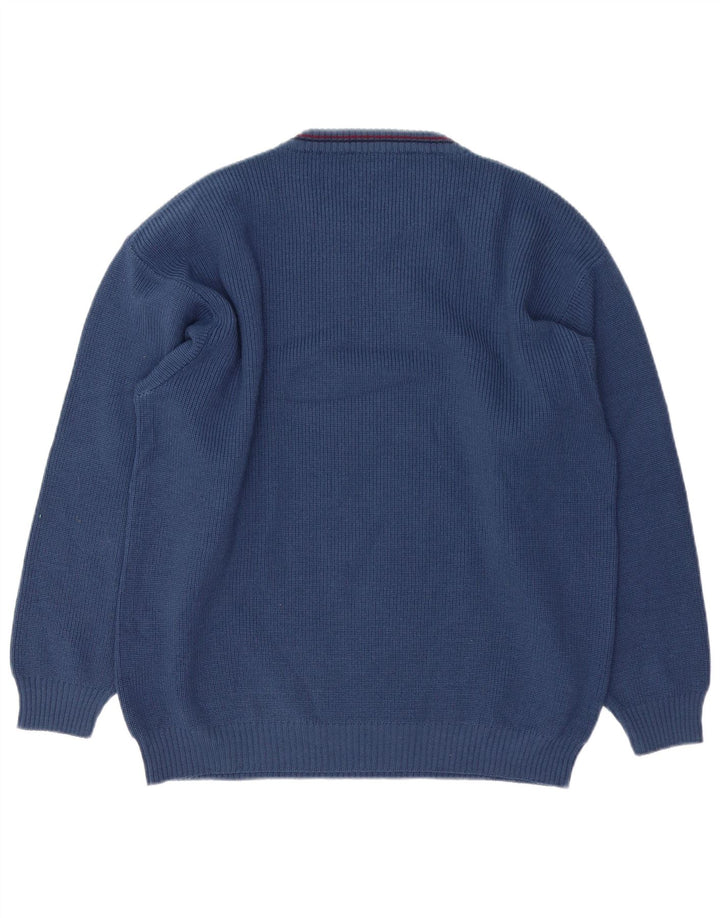 Maglione maglione girocollo con grafica da uomo VINTAGE XL lana blu