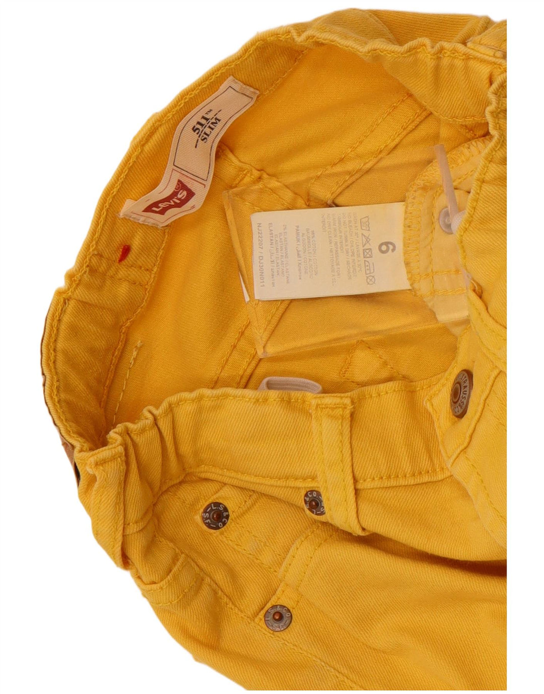 Levi's Boys 511 Slim Jeans 5-6 anni W22 L21 Cotone giallo