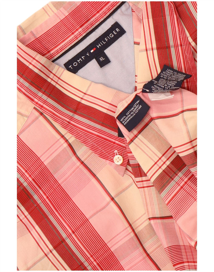 Camicia da uomo Tommy Hilfiger XL in cotone scozzese rosso