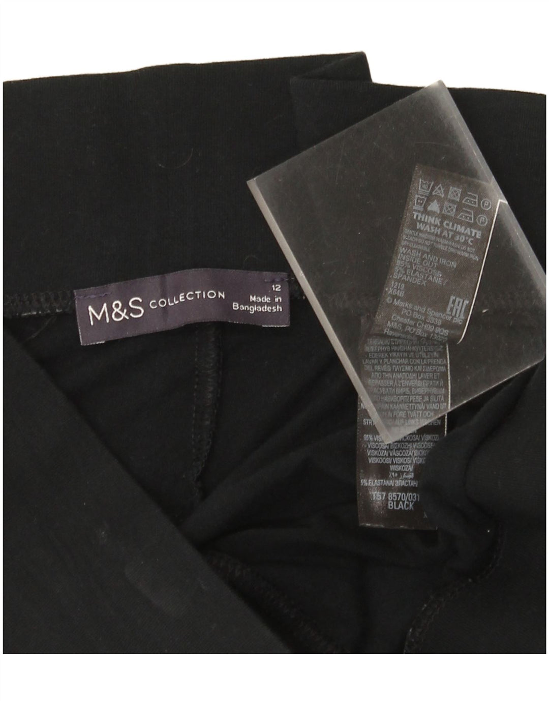 Leggings Capri da donna Marks & Spencer UK 12 viscosa nera media