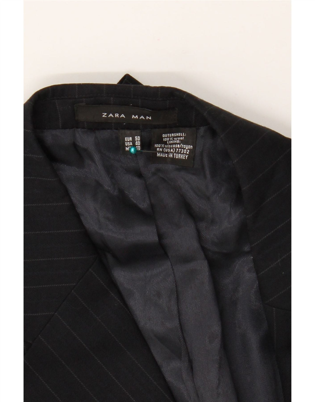 Giacca blazer a 2 bottoni da uomo Zara EU 50 lana gessata media nera