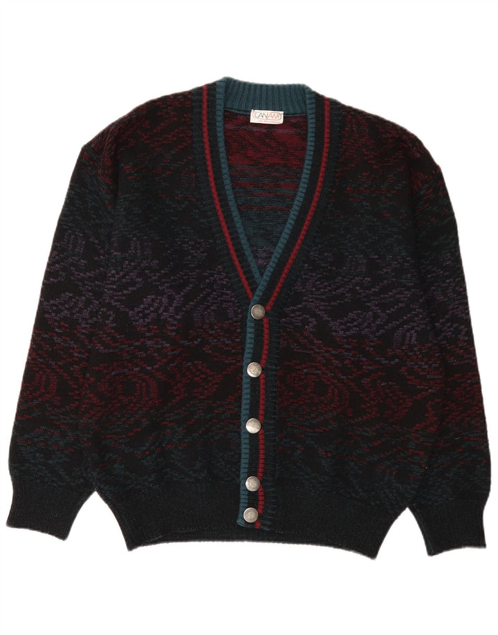 Maglione cardigan vintage da uomo IT 50 medio multicolore geometrico