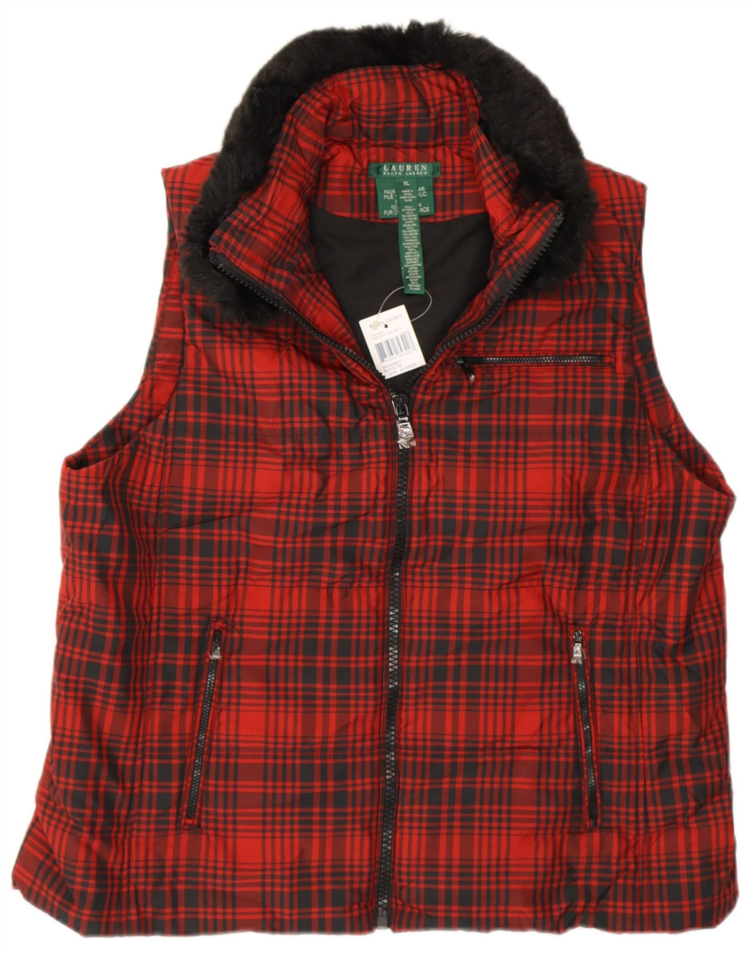 Gilet da donna RALPH LAUREN UK 18 XL Poliestere rosso a quadri