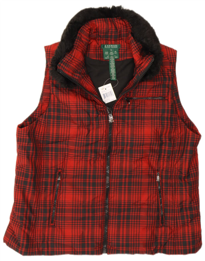 Gilet da donna RALPH LAUREN UK 18 XL Poliestere rosso a quadri