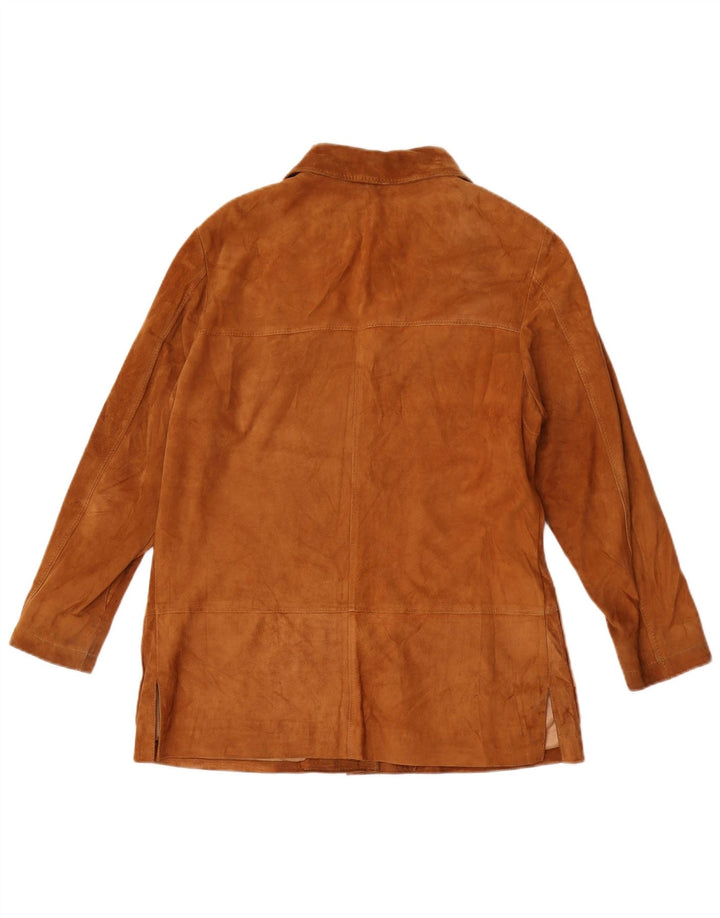 Giacca vintage in pelle scamosciata da donna UK 12 Marrone medio