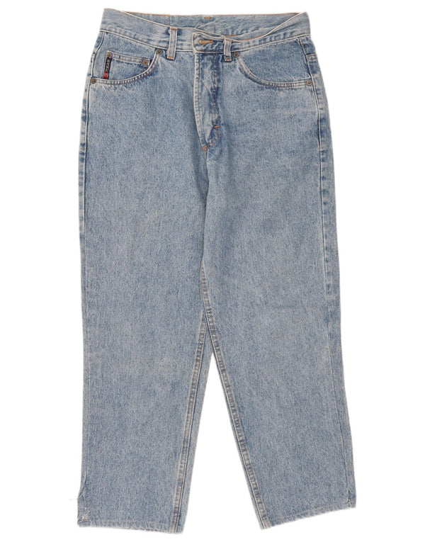 Base 92 Jeans affusolati a vita alta da donna ritagliati IT 46 Large W30 L25 cotone blu