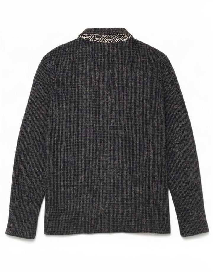 Maglione cardigan da uomo Zara grande in cotone screziato blu navy