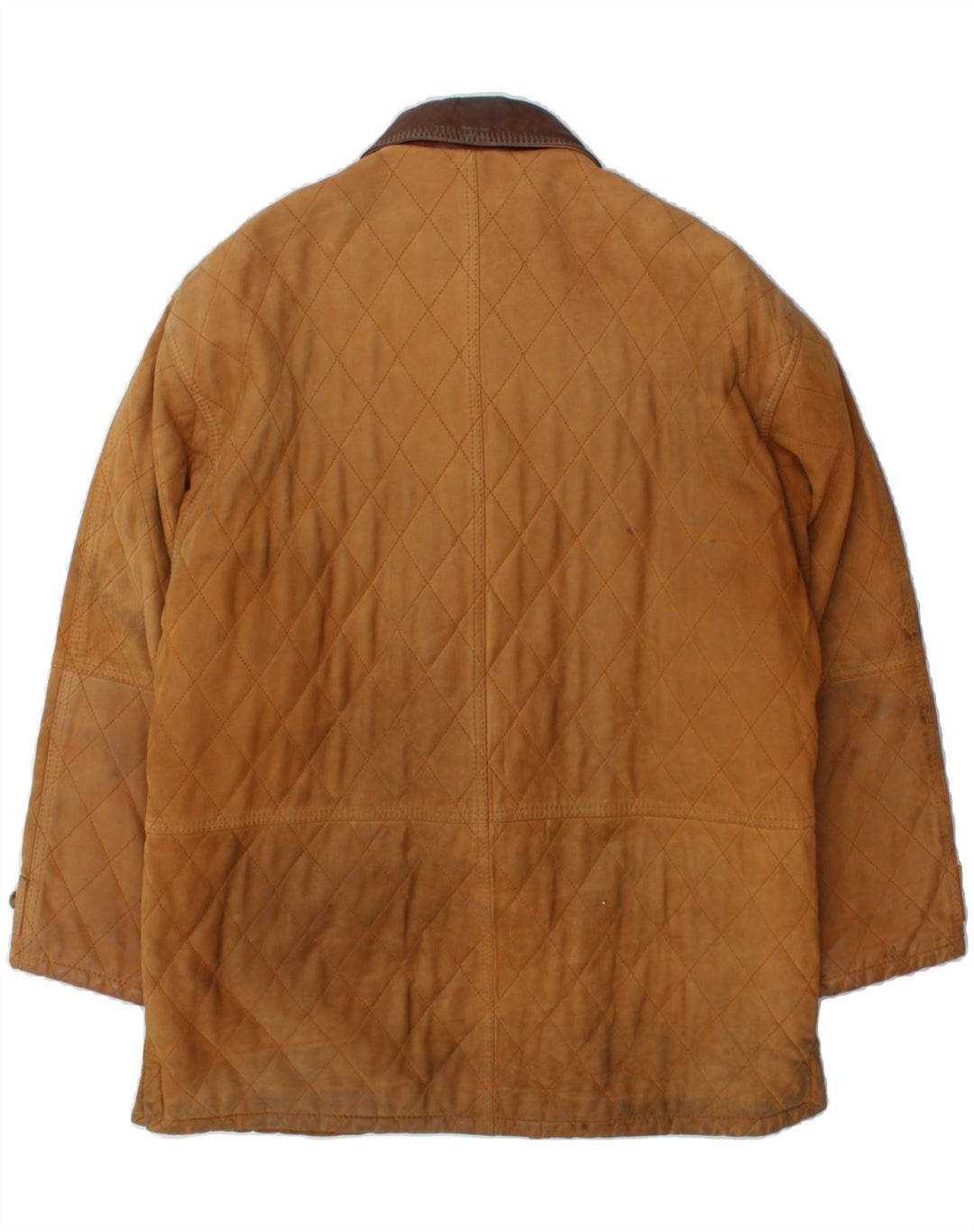 TIMBERLAND Mens Windbreaker Coat UK 38 Medium Brown Argyle/Diamond Leather Vintage Timberland and Second-Hand Timberland from Messina Hembry 