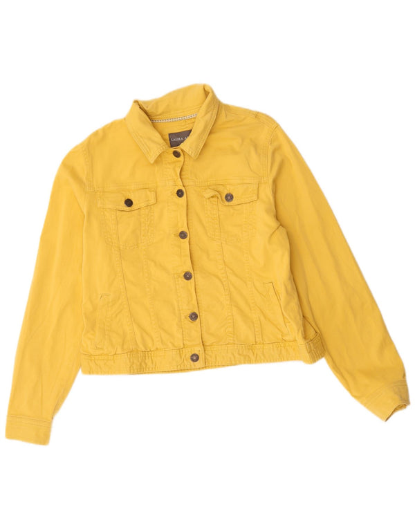 Giacca di jeans oversize corta da donna Laura Ashley UK 14 grande cotone giallo