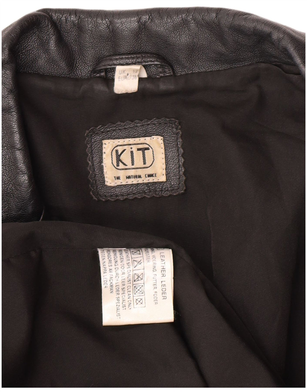 Giacca in pelle da donna vintage UK 12 in pelle nera media