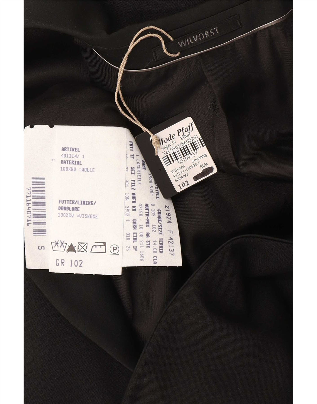 Giacca blazer da uomo a 1 bottone Wilvorst EU 50 grande lana nera
