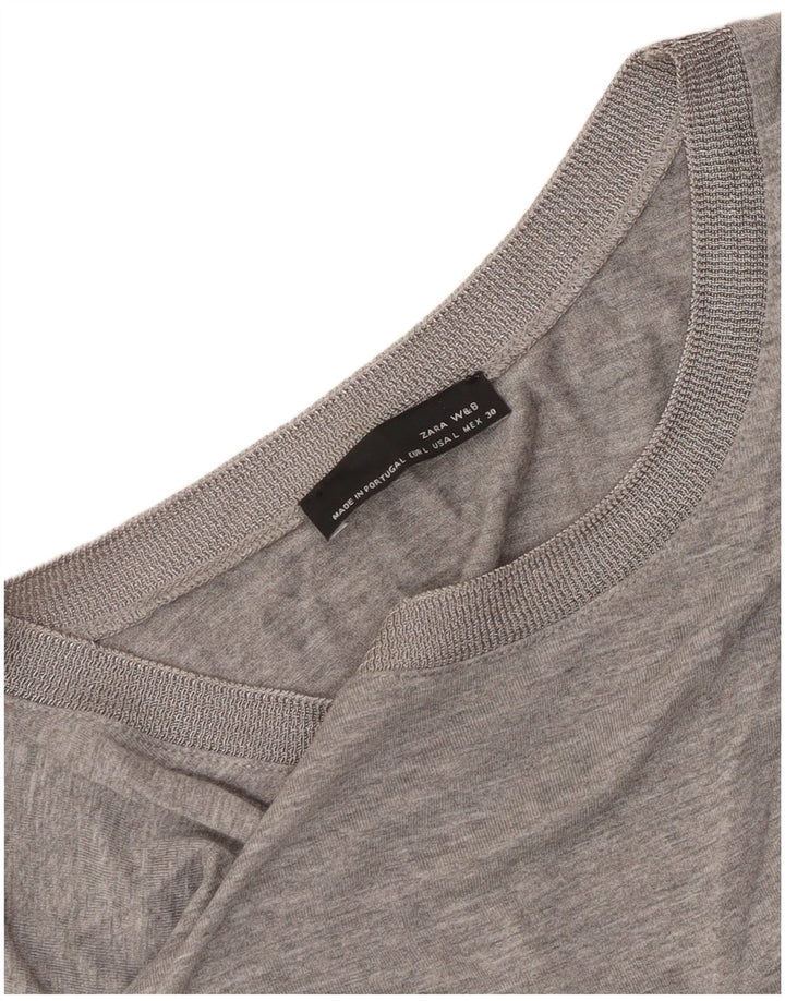Top Zara da donna a maniche lunghe UK 16 grande grigio screziato