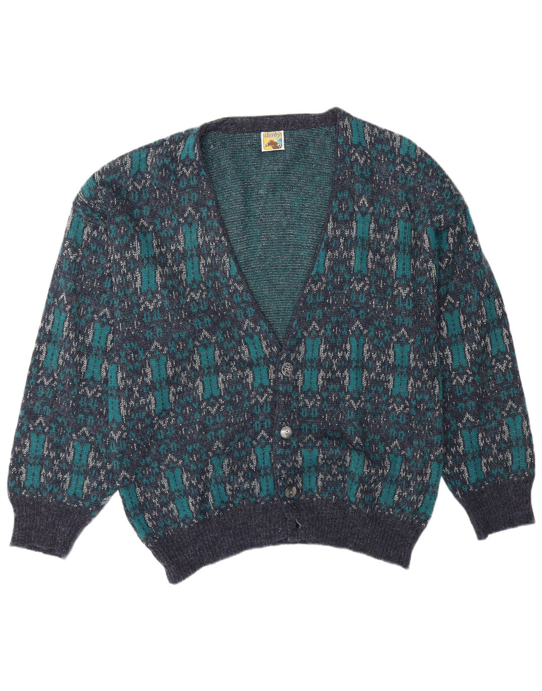 Derby Maglione cardigan da uomo grande blu geometrico