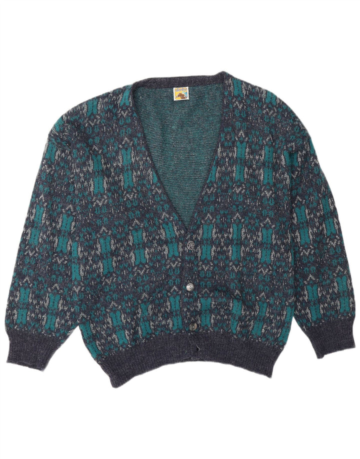 Derby Maglione cardigan da uomo grande blu geometrico