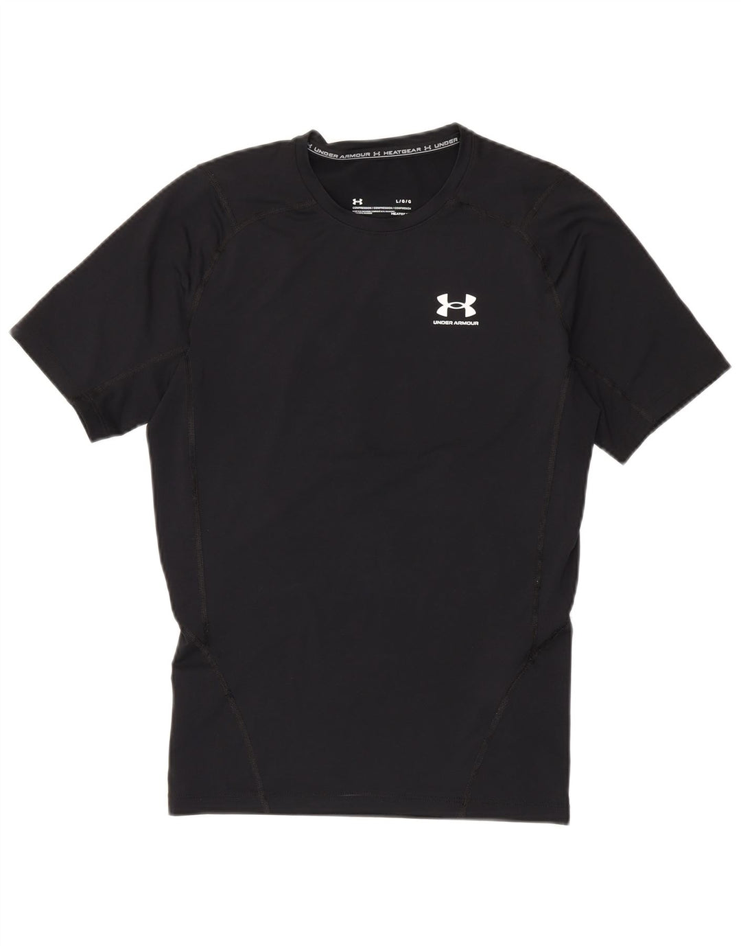 Under Armour Mens Heat Gear T-Shirt Top Large Black Polyester