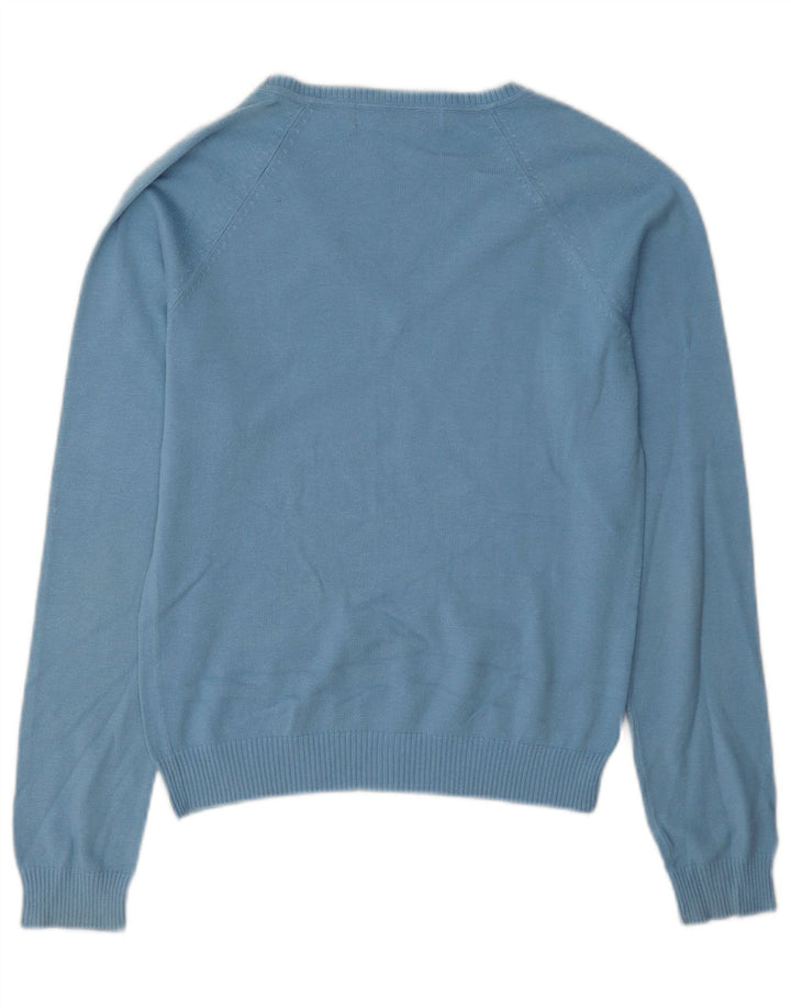 Maglione da donna con scollo a V Zara UK 12 Cotone blu medio