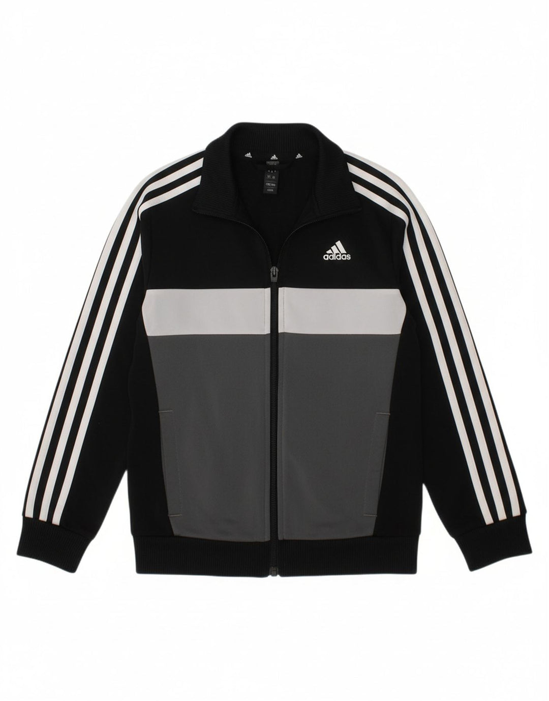 ADIDAS Boys Aeroready Tracksuit Top Jacket 7-8 Years Black Colourblock