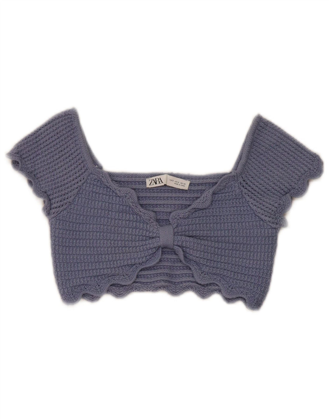 Top corto in maglia da donna Zara UK 8 piccolo blu