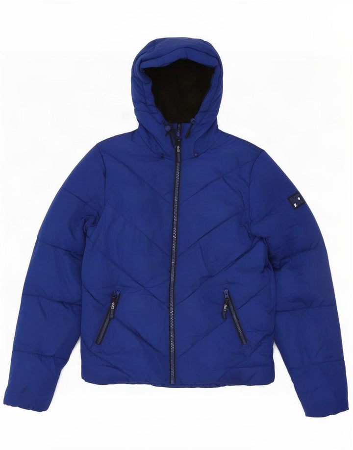 Giacca imbottita con cappuccio da uomo Superdry UK 38 poliestere blu medio